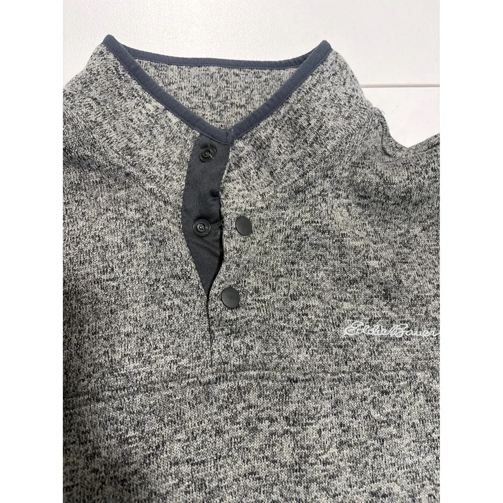 Eddie Bauer Mens Radiator Fleece Snap Mock Pullover Gray Marl XL 1326578